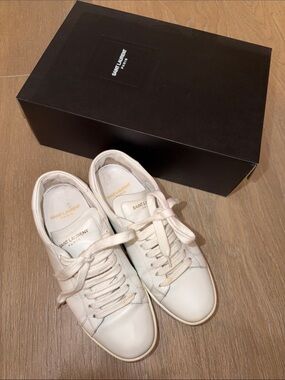 Saint Laurent White Leather Low-Top Sneakers